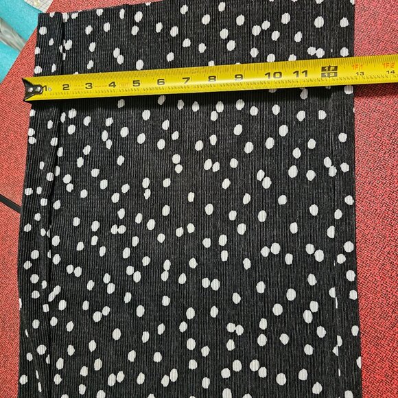 Coco Bianco Tiny Pleats Polka Dot Wide Leg Pants XL Pull On Stretch Raw Hem USA - Picture 9 of 10